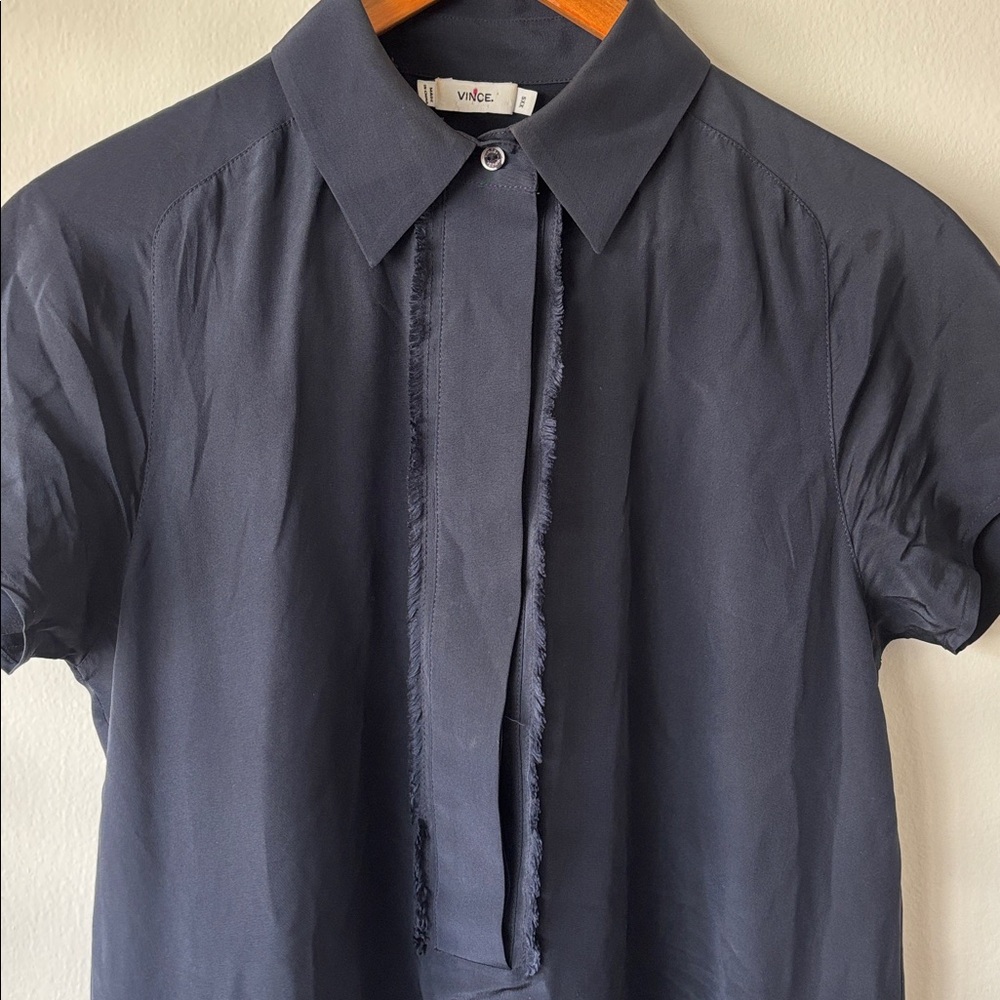 Vince 100% Silk Short Sleeve Button Down Dress, size XXS